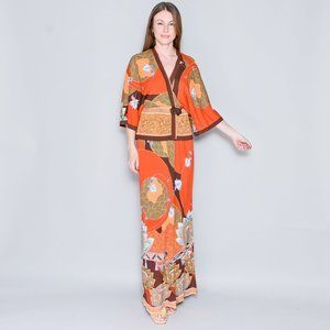 VINTAGE Frank Usher London 70s Skirt & Top Set